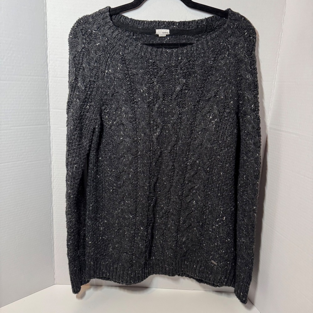 GARAGE Dark Gray Cable Knit Speckled Sweater Women's Small S Acrylic‎